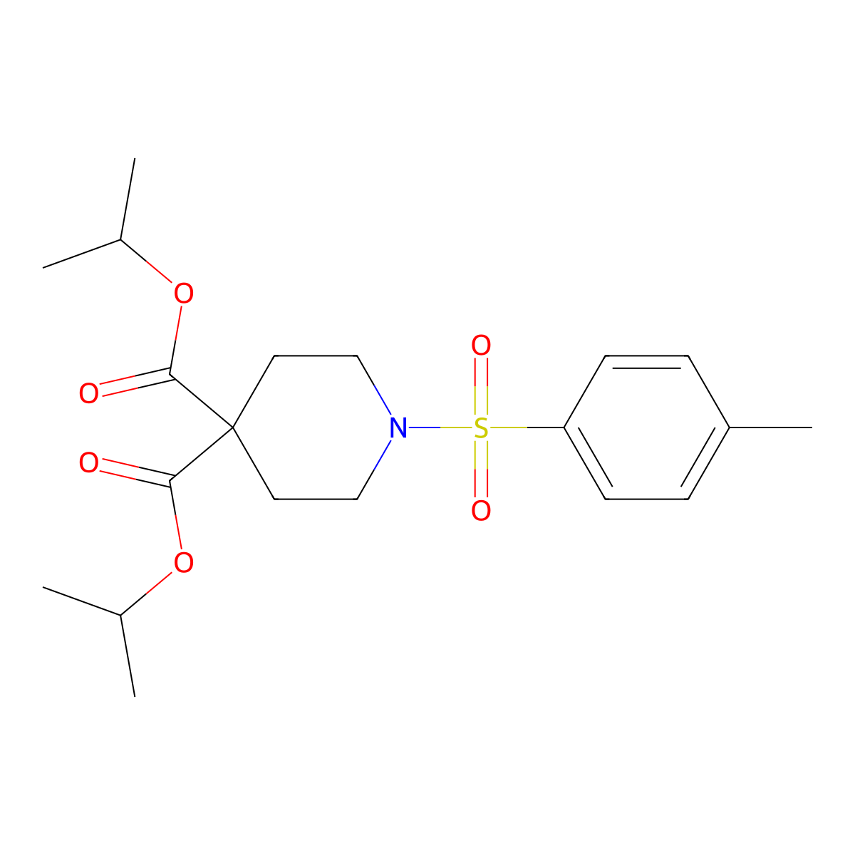 Diisopropyl 1-tosylpiperidine-4,4-dicarboxylate molecular structure, CAS 1523618-00-9