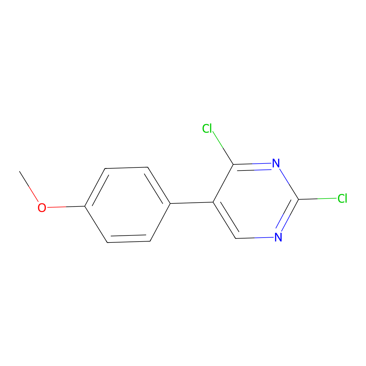 2,4-Dichloro-5-(4-methoxyphenyl)pyrimidine molecular structure, CAS 1523618-07-6