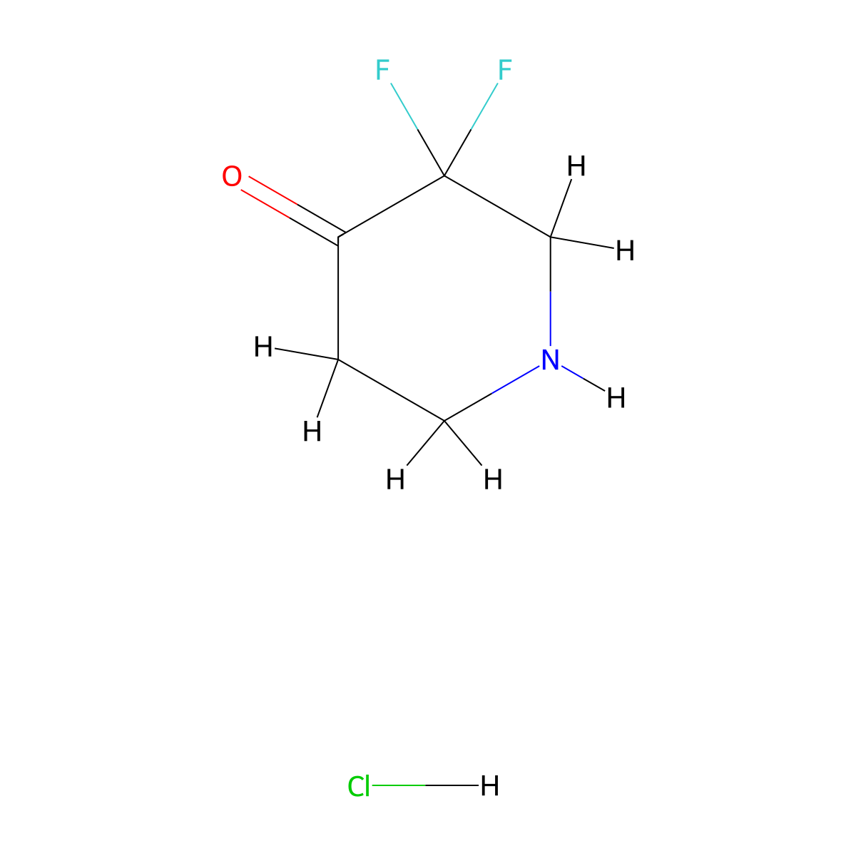 3,3-Difluoropiperidin-4-one hydrochloride molecular structure, CAS 1523618-12-3