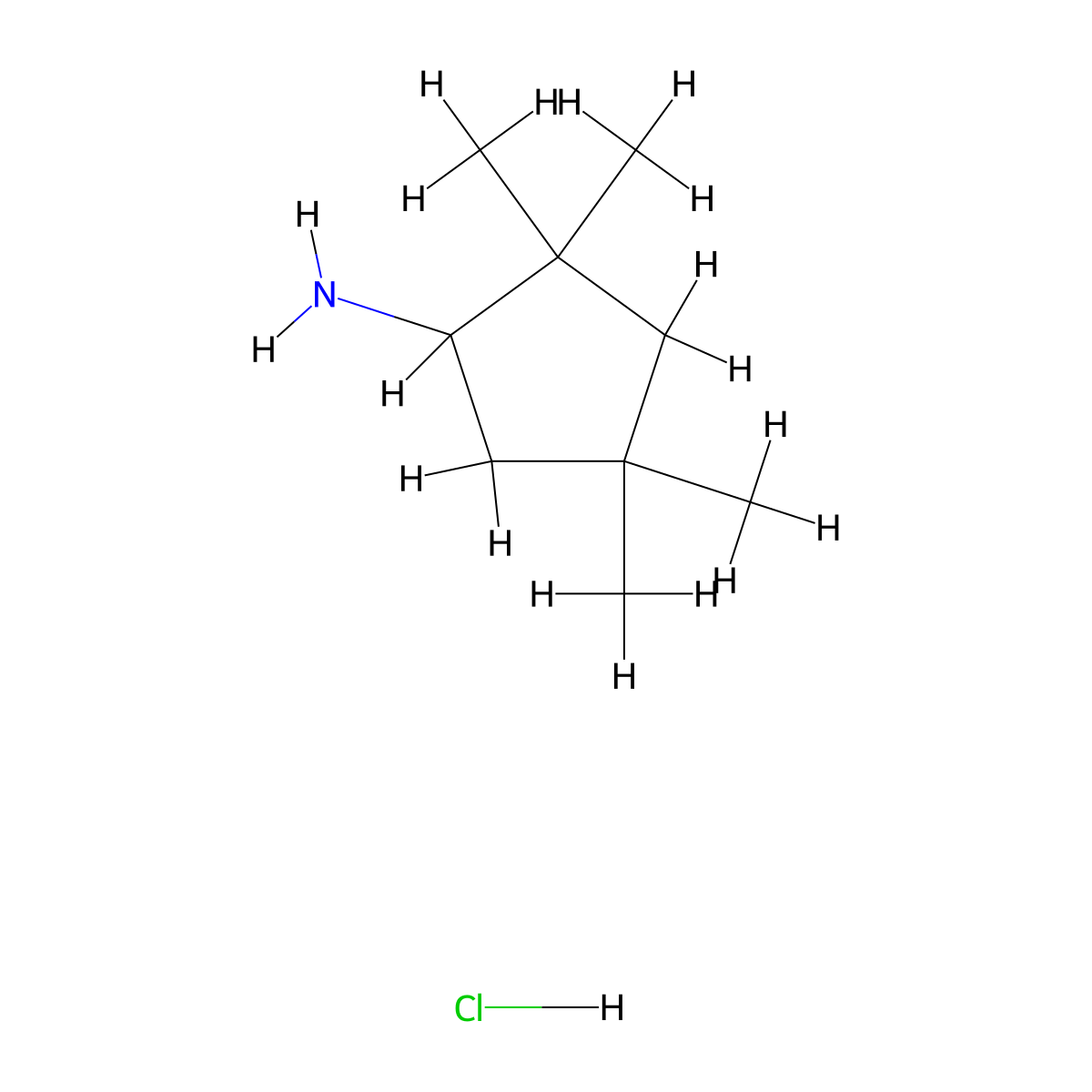 2,2,4,4-Tetramethylcyclopentanamine hydrochloride molecular structure, CAS 1523618-17-8