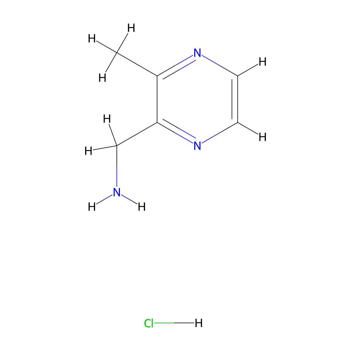 (3-Methylpyrazin-2-yl)methanamine hydrochloride molecular structure, CAS 1523618-20-3