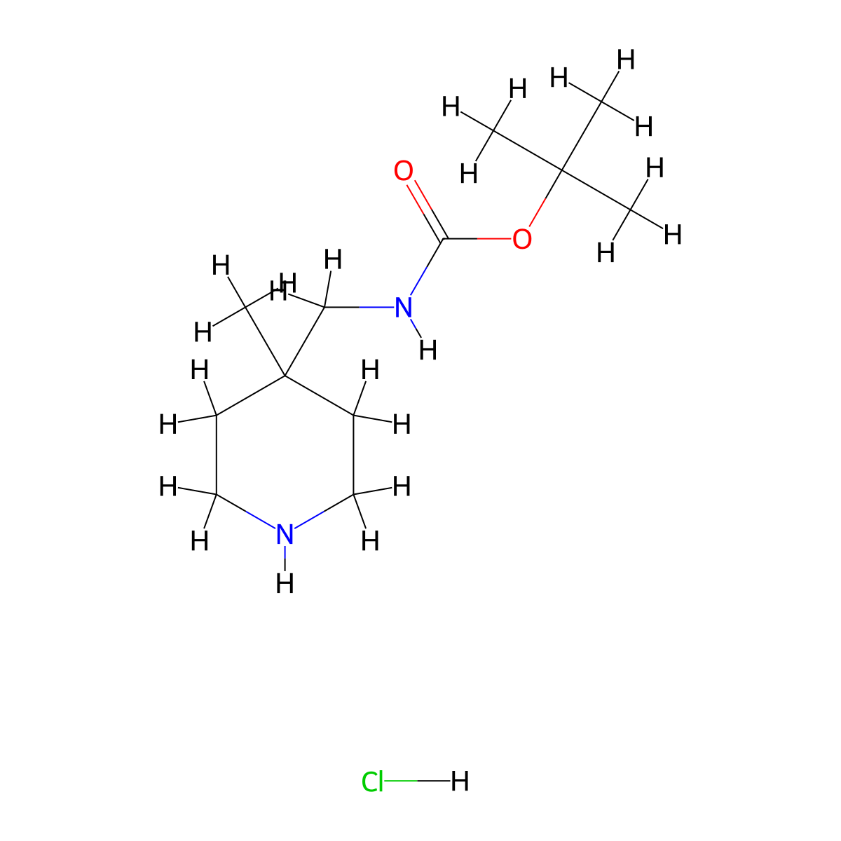 tert-butyl N-[(4-methylpiperidin-4-yl)methyl]carbamate hydrochloride molecular structure, CAS 1523618-21-4