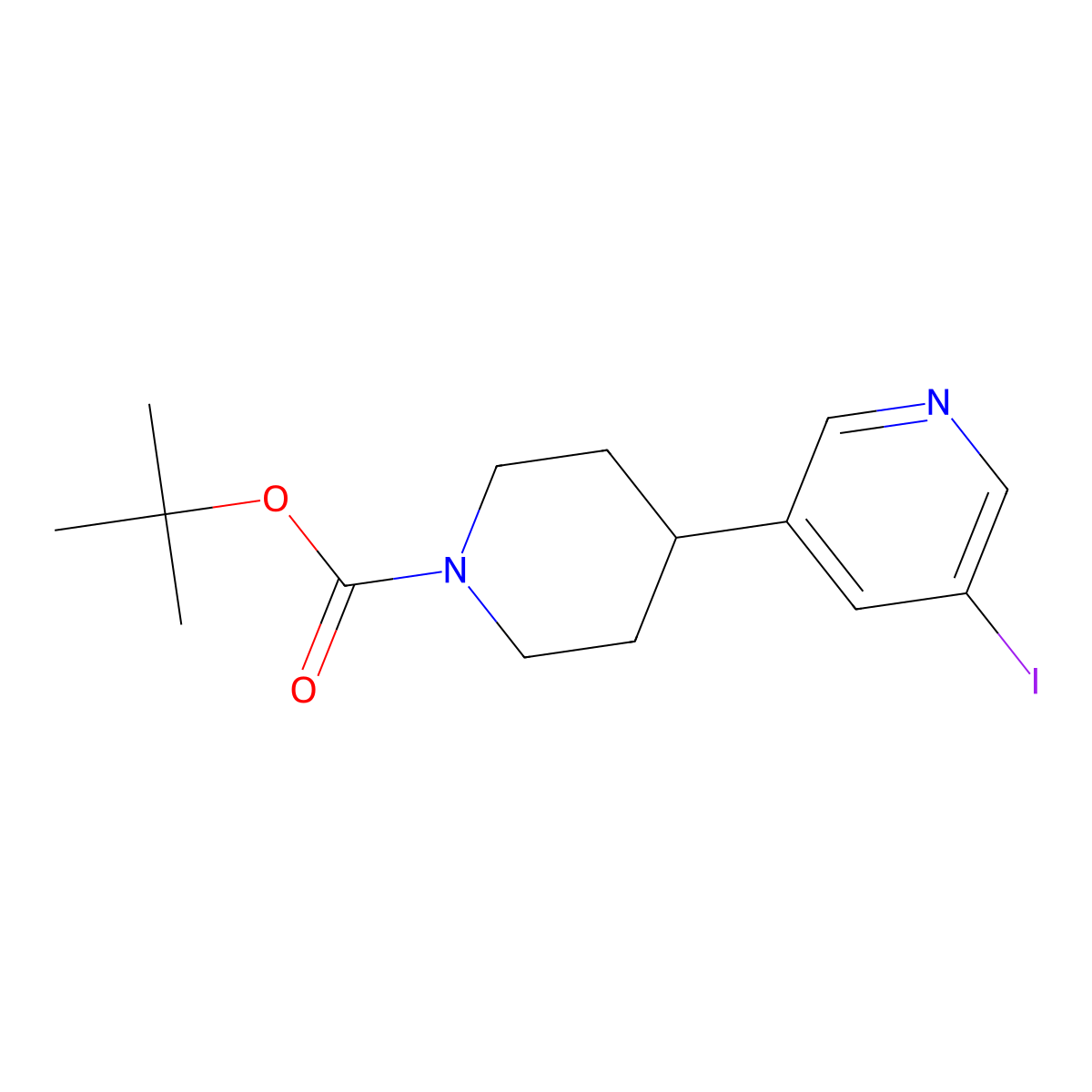 tert-Butyl 4-(5-iodopyridin-3-yl)piperidine-1-carboxylate molecular structure, CAS 1523618-23-6