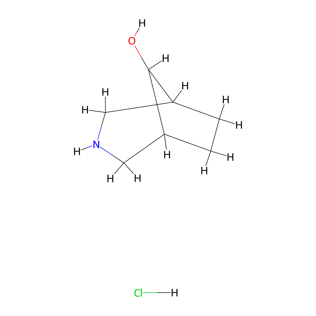 3-Azabicyclo[3.2.1]octan-8-ol hydrochloride molecular structure, CAS 1523618-33-8