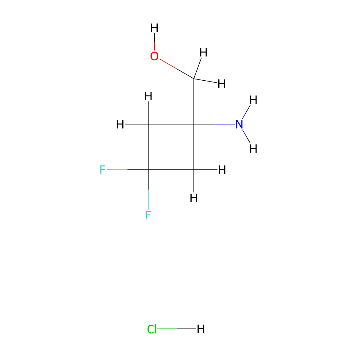 (1-Amino-3,3-difluorocyclobutyl)methanol hydrochloride molecular structure, CAS 1523618-37-2