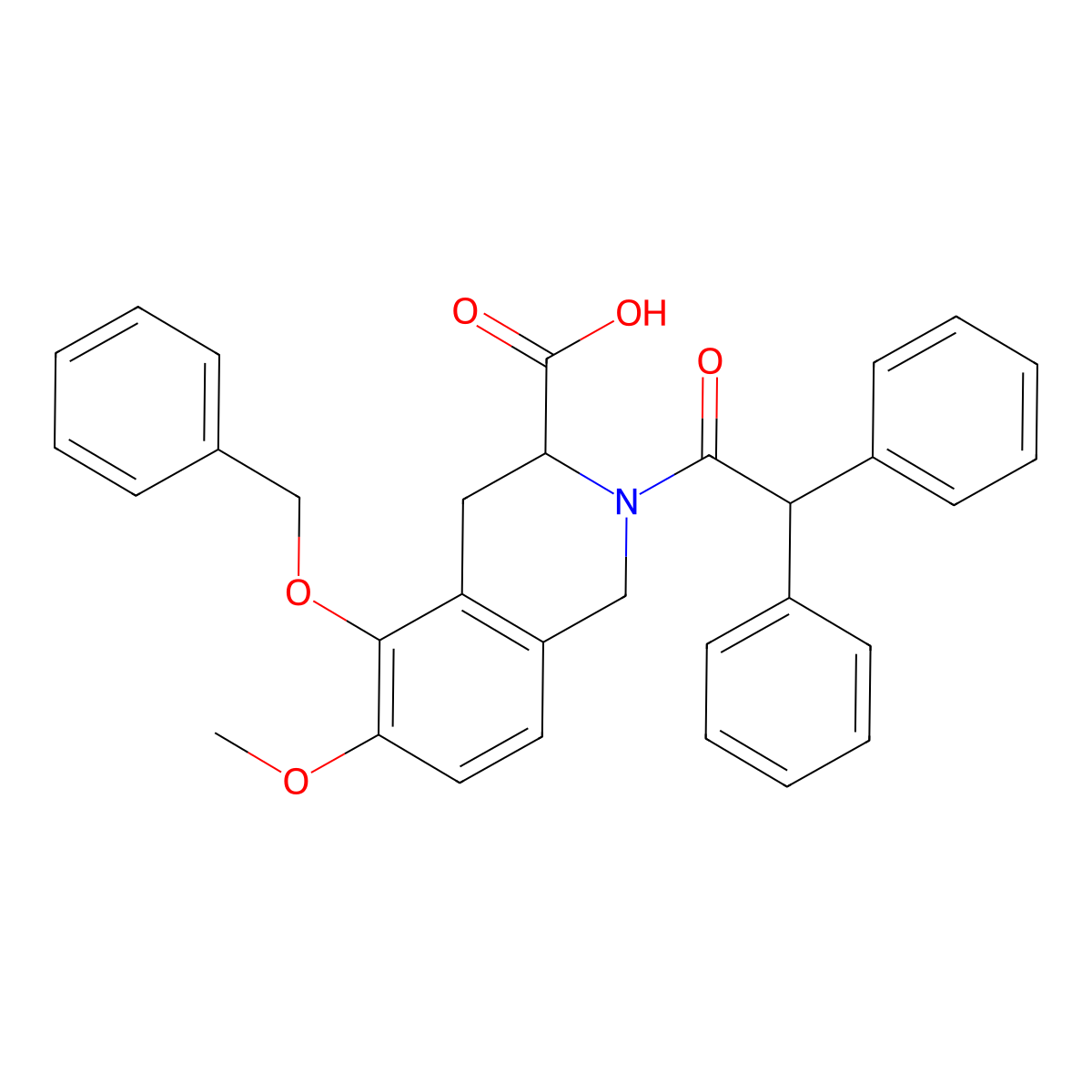 2-(2,2-diphenylacetyl)-6-methoxy-5-phenylmethoxy-3,4-dihydro-1H-isoquinoline-3-carboxylic Acid molecular structure, CAS 152362-51-1