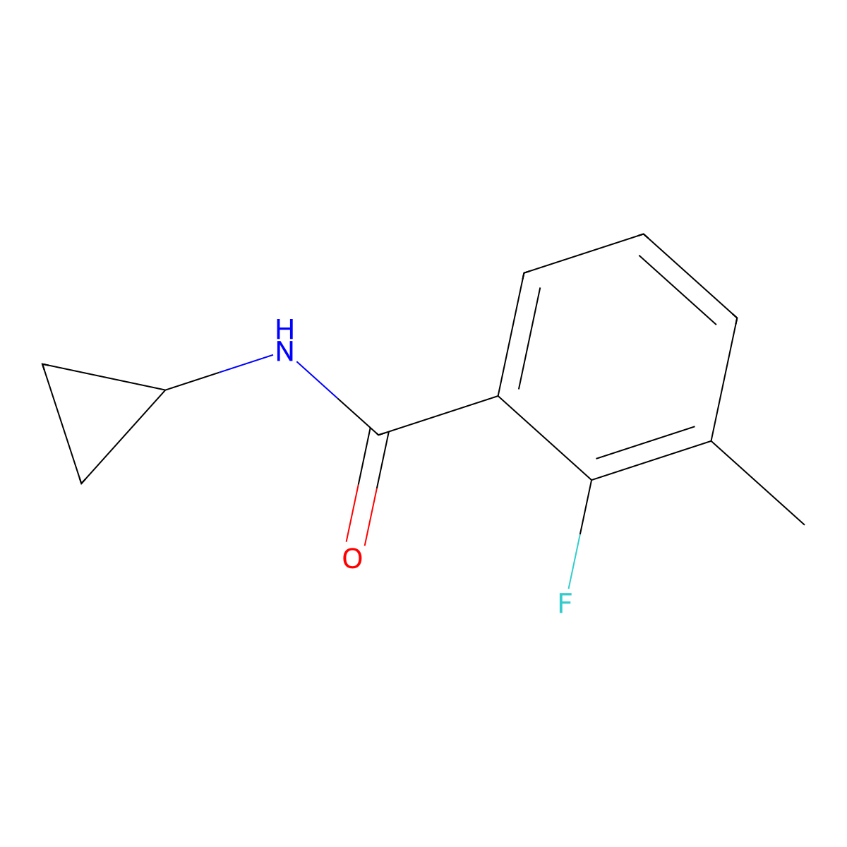 N-cyclopropyl-2-fluoro-3-methylbenzamide molecular structure, CAS 1523635-90-6