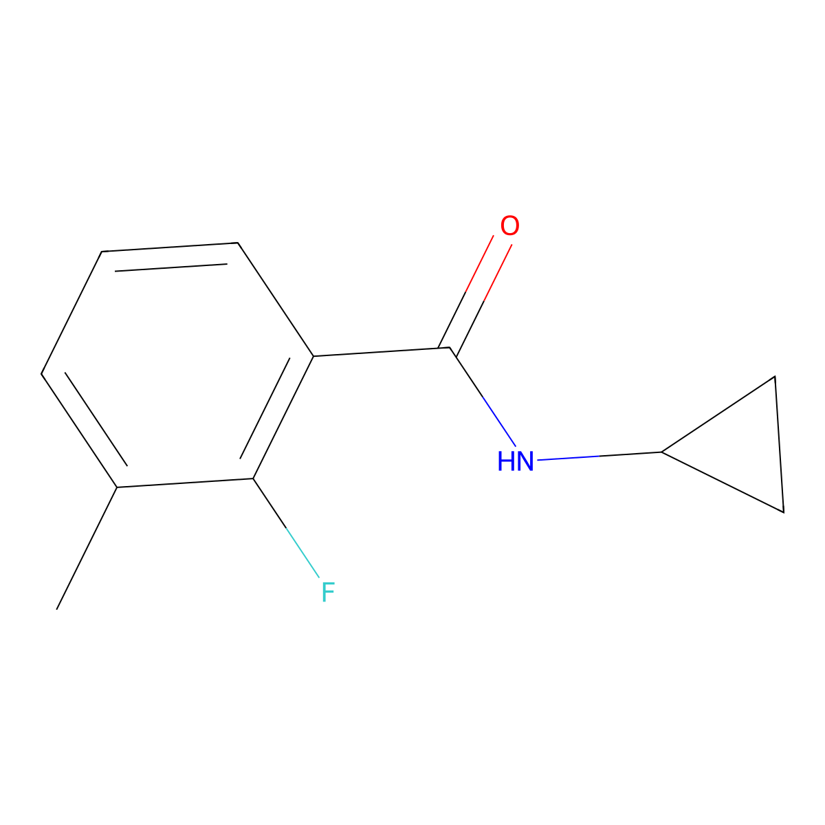 N-cyclopropyl-2-fluoro-3-methylbenzamide molecular structure, CAS 1523635-90-6