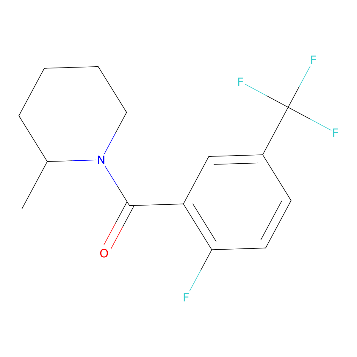 [2-Fluoro-5-(trifluoromethyl)phenyl](2-methyl-1-piperidinyl)methanone molecular structure, CAS 1523639-82-8