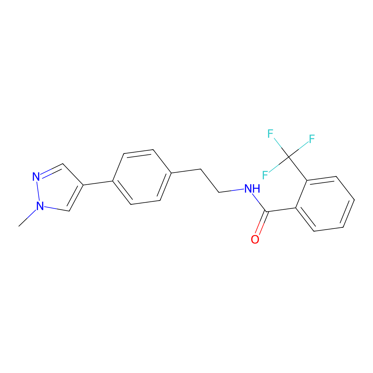 N-{2-[4-(1-methyl-1H-pyrazol-4-yl)phenyl]ethyl}-2-(trifluoromethyl)benzamide molecular structure, CAS 1523657-76-2