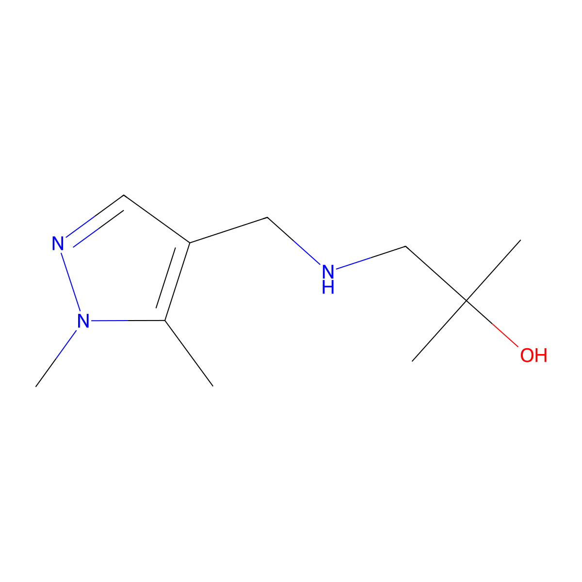 1-{[(1,5-dimethyl-1H-pyrazol-4-yl)methyl]amino}-2-methylpropan-2-ol molecular structure, CAS 1523719-89-2