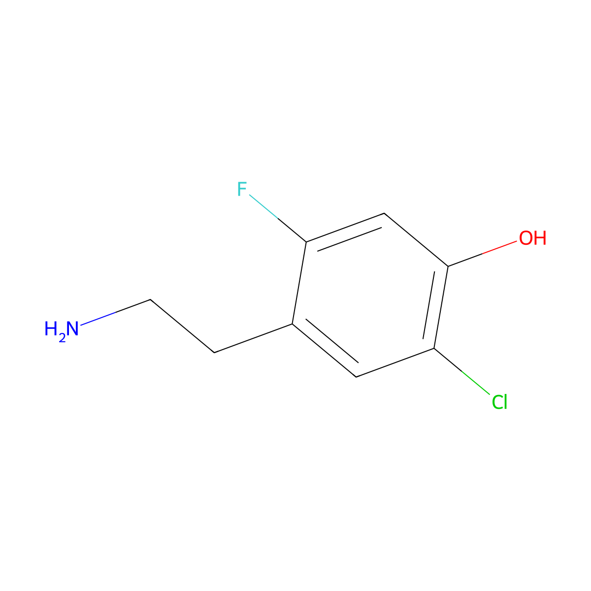4-(2-Aminoethyl)-2-chloro-5-fluorophenol molecular structure, CAS 1523725-72-5