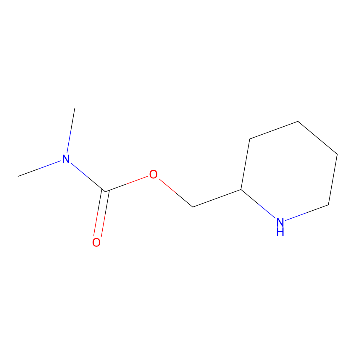 (piperidin-2-yl)methyl N,N-dimethylcarbamate molecular structure, CAS 1523728-27-9