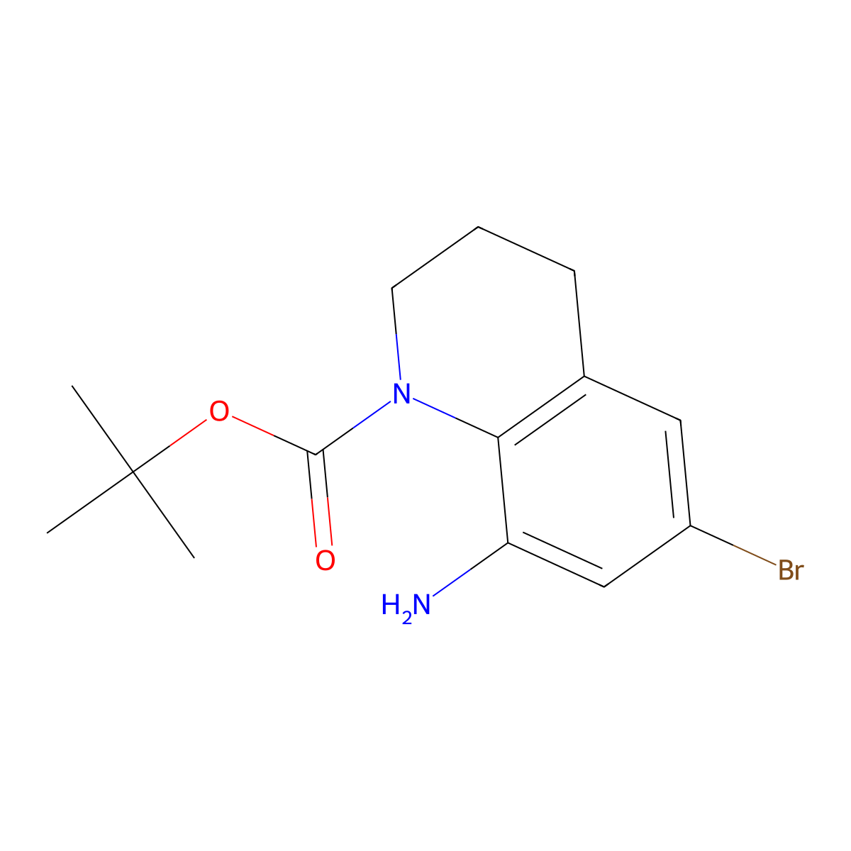 Tert-butyl 8-amino-6-bromo-1,2,3,4-tetrahydroquinoline-1-carboxylate molecular structure, CAS 1523785-65-0