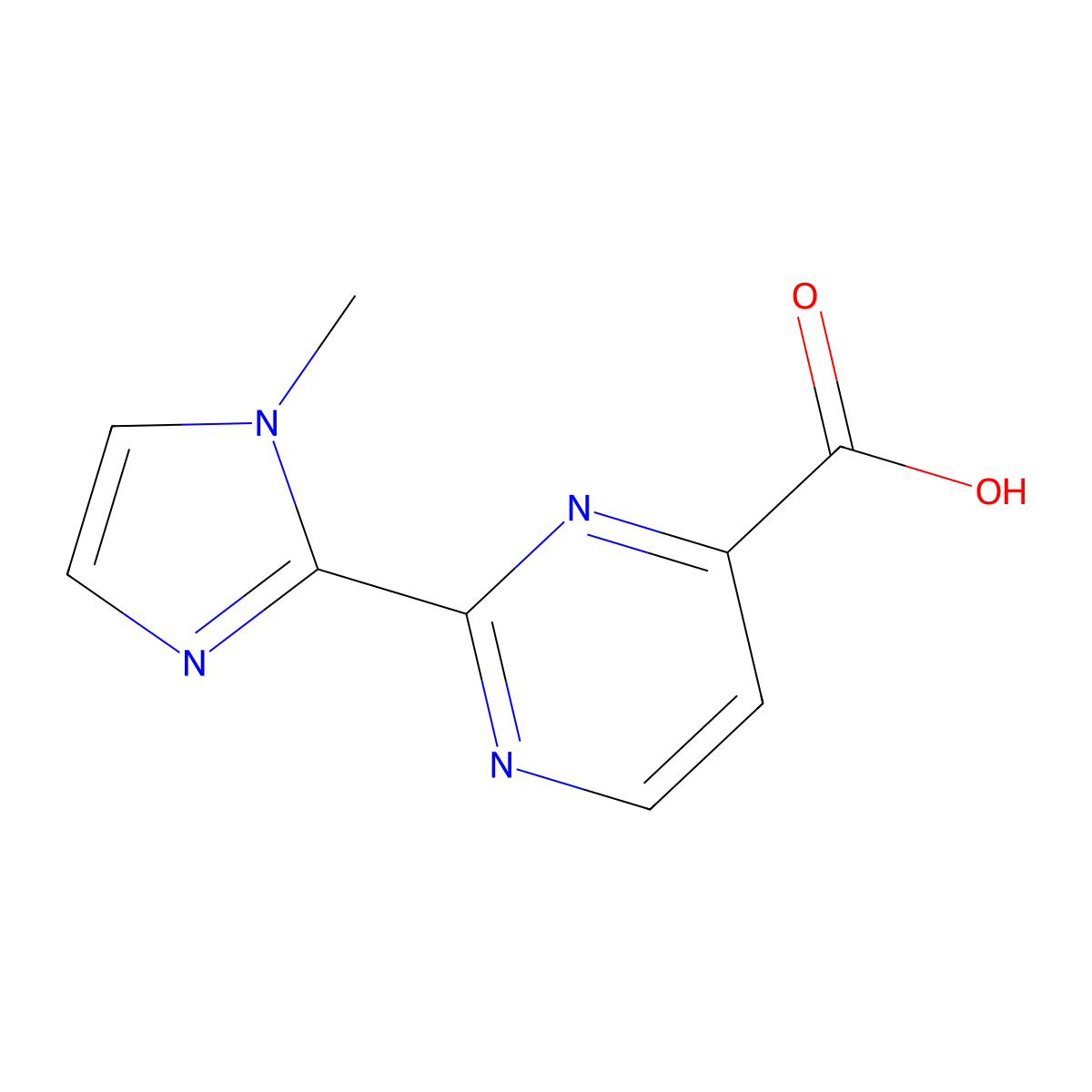 2-(1-methyl-1H-imidazol-2-yl)pyrimidine-4-carboxylic acid molecular structure, CAS 1523797-10-5