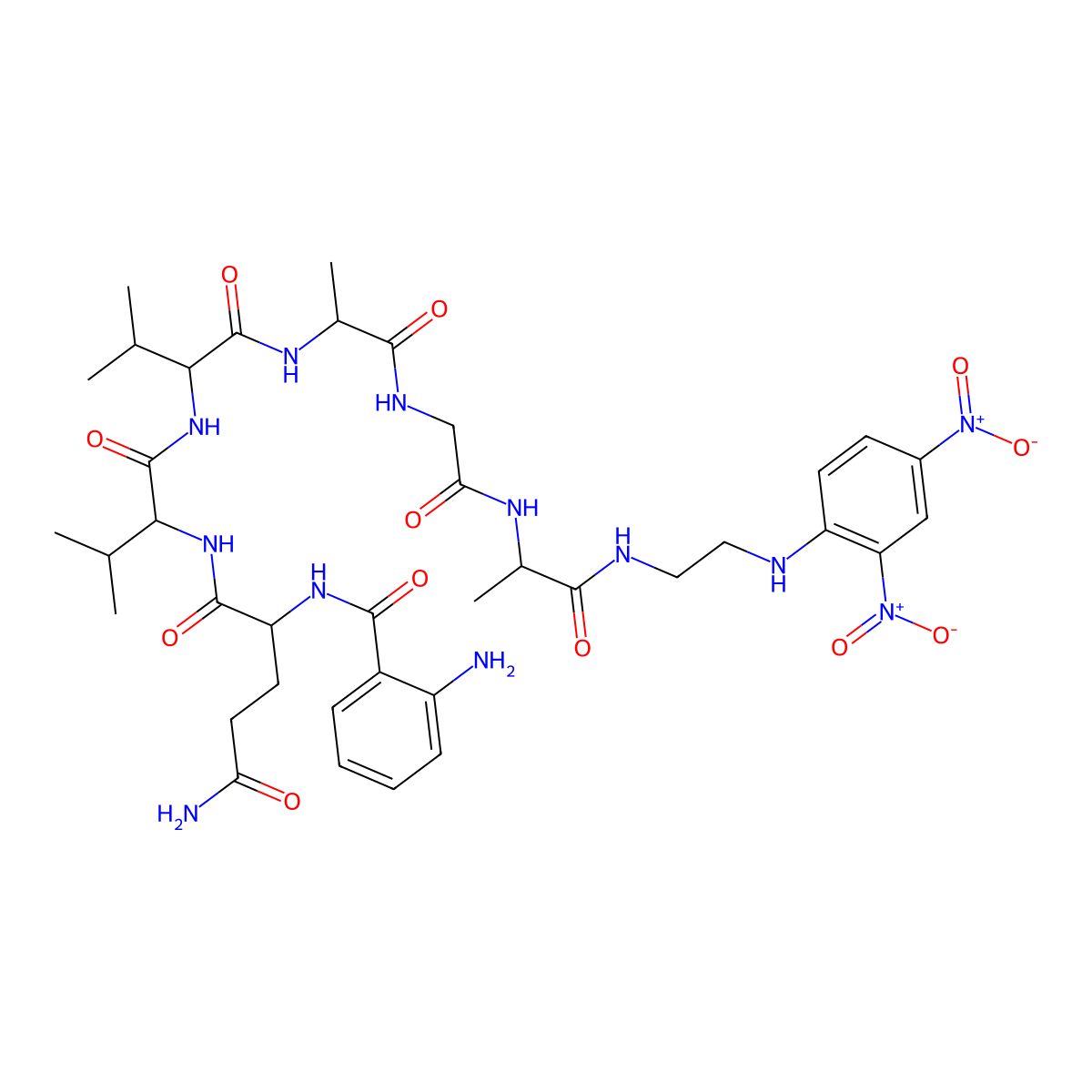 Abz-gln-val-val-ala-gly-ala-ethylenediamine-dnp molecular structure, CAS 152390-52-8