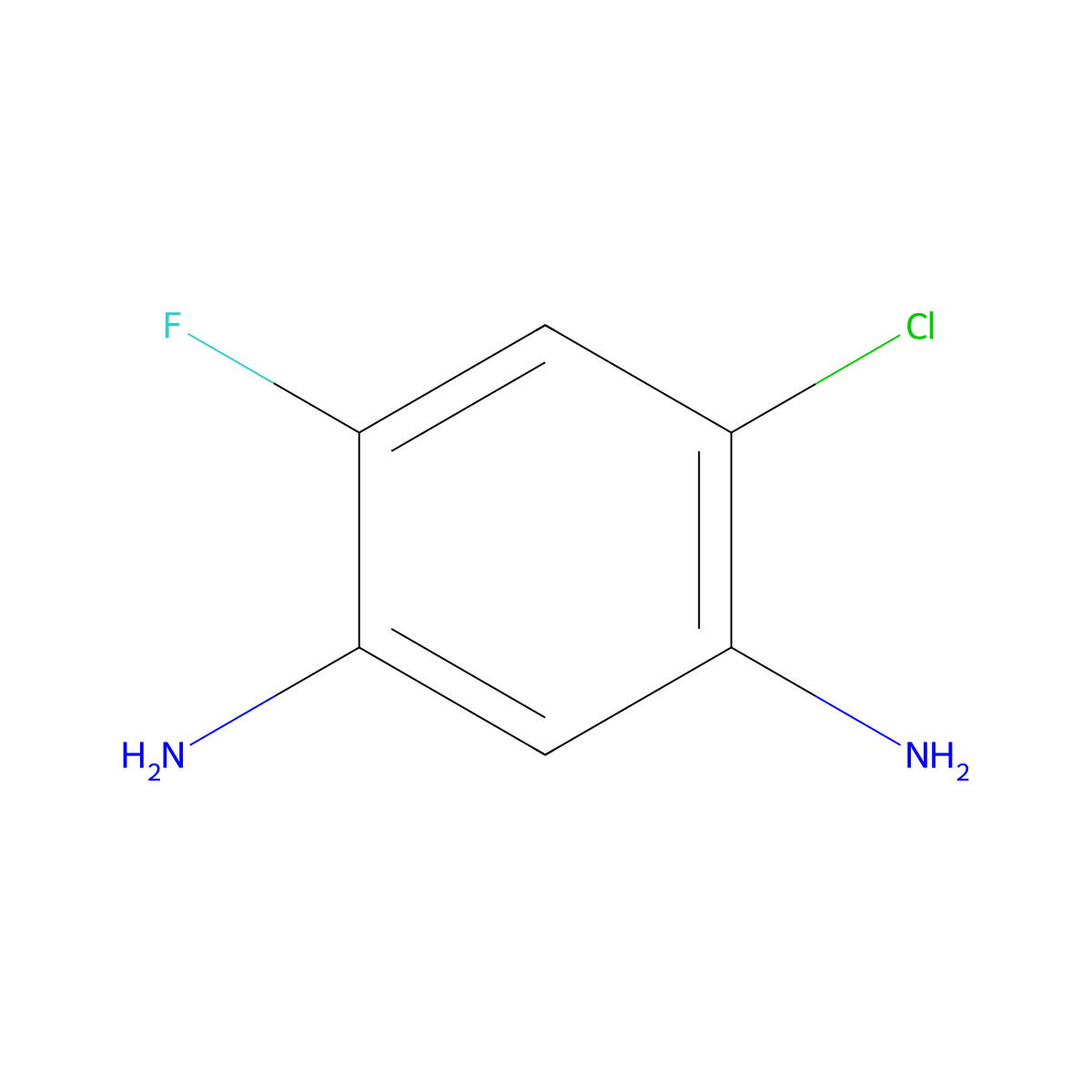 4-Chloro-6-fluorobenzene-1,3-diamine molecular structure, CAS 1524-37-4
