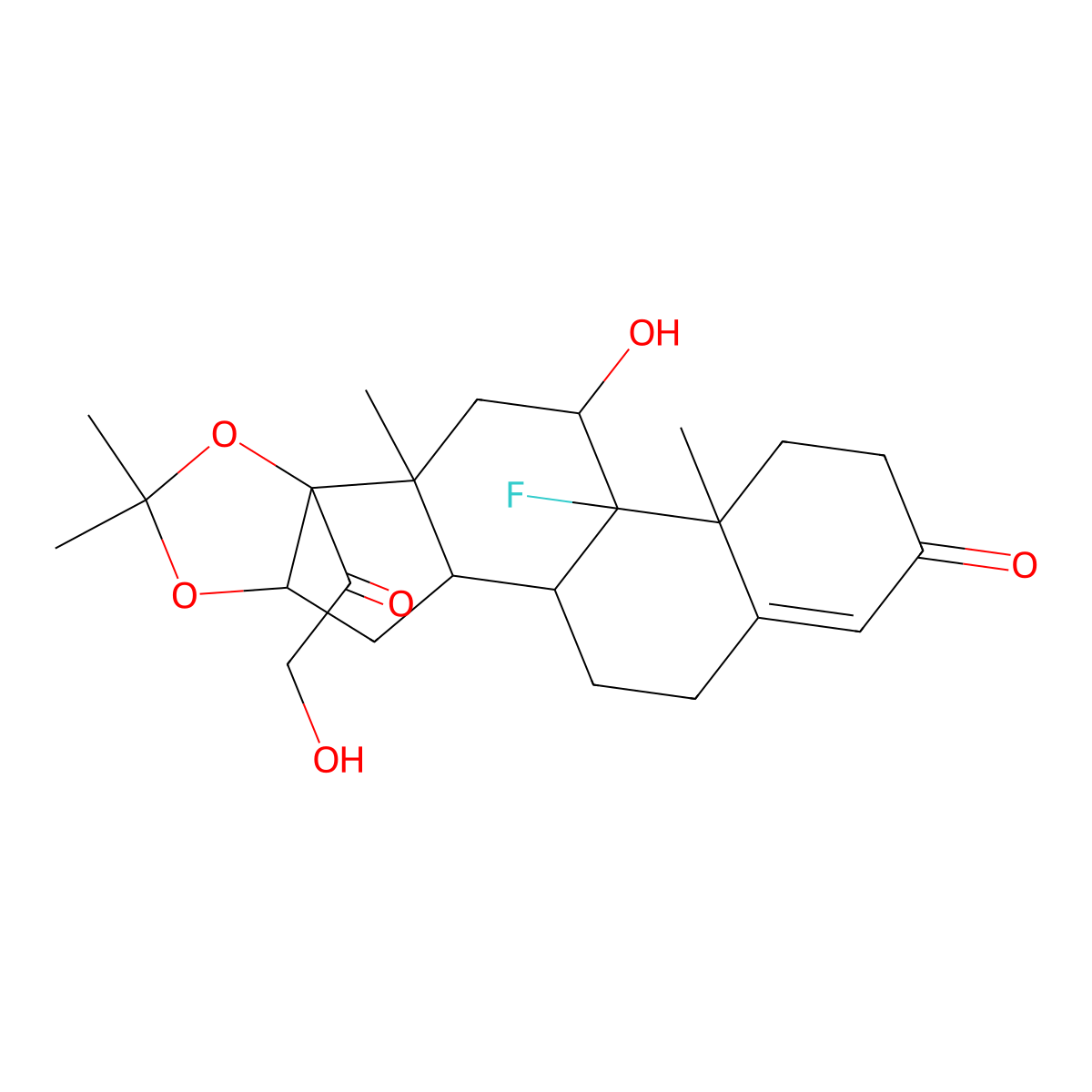 9-Fluoro-11beta,21-dihydroxy-16alpha,17-(isopropylidenedioxy)pregn-4-ene-3,20-dione molecular structure, CAS 1524-86-3
