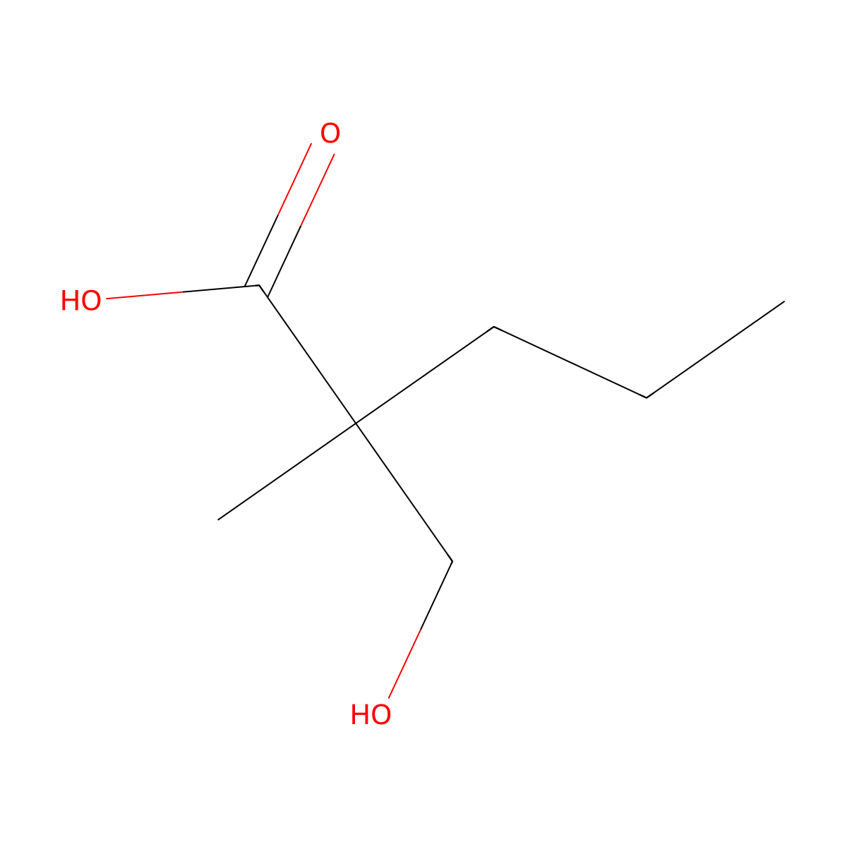 2-(Hydroxymethyl)-2-methylpentanoic acid molecular structure, CAS 15240-86-5