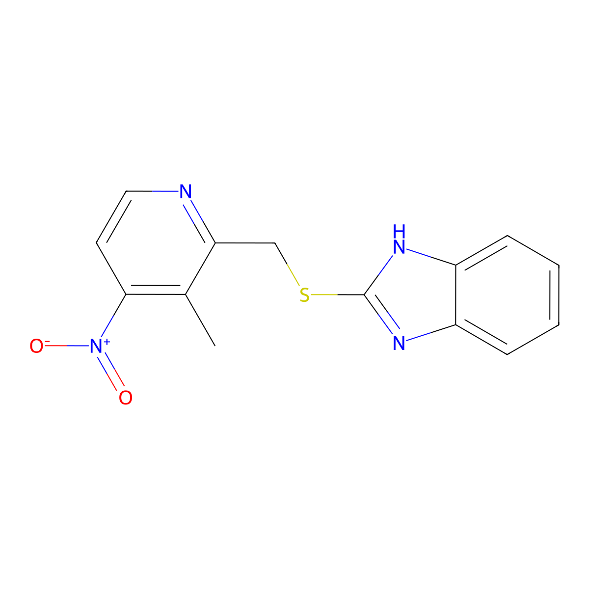 2-[[(3-Methyl-4-nitro-2-pyridinyl)methyl]thio]-1H-benzimidazole molecular structure, CAS 152402-98-7