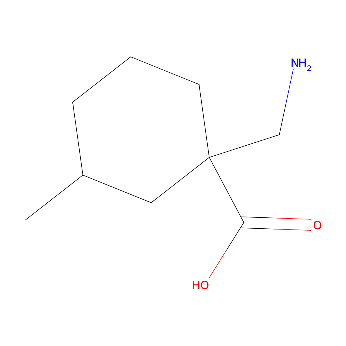 1-(Aminomethyl)-3-methylcyclohexane-1-carboxylic acid molecular structure, CAS 1524166-51-5