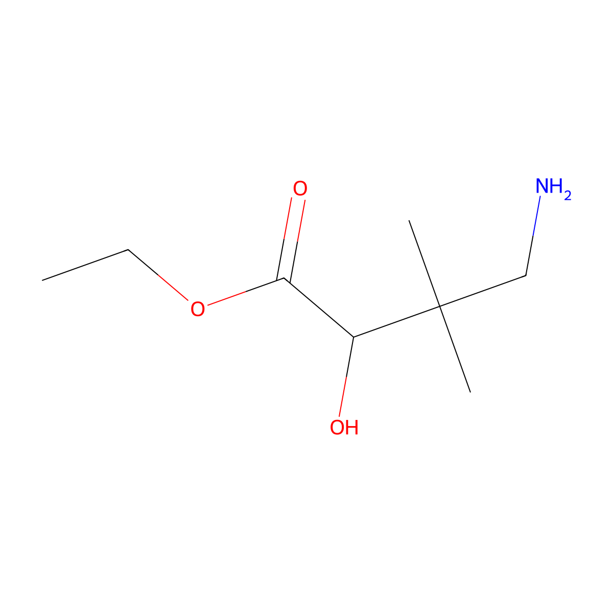 Ethyl 4-amino-2-hydroxy-3,3-dimethylbutanoate molecular structure, CAS 1524186-54-6