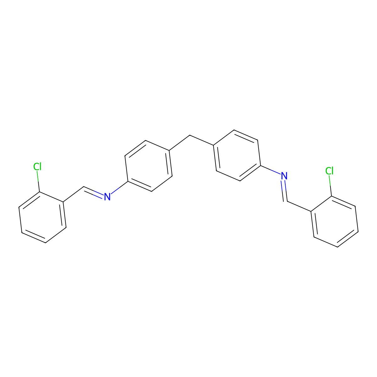 1-(2-chlorophenyl)-N-[4-[[4-[(2-chlorophenyl)methylideneamino]phenyl]methyl]phenyl]methanimine molecular structure, CAS 152419-87-9