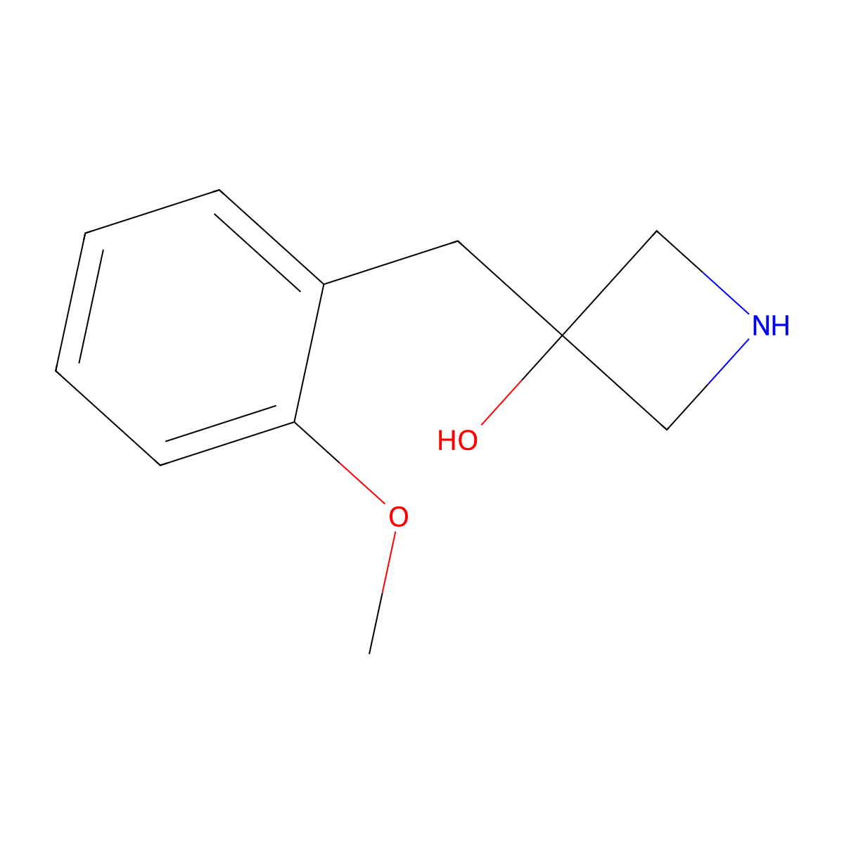 3-[(2-Methoxyphenyl)methyl]azetidin-3-ol molecular structure, CAS 1524198-63-7