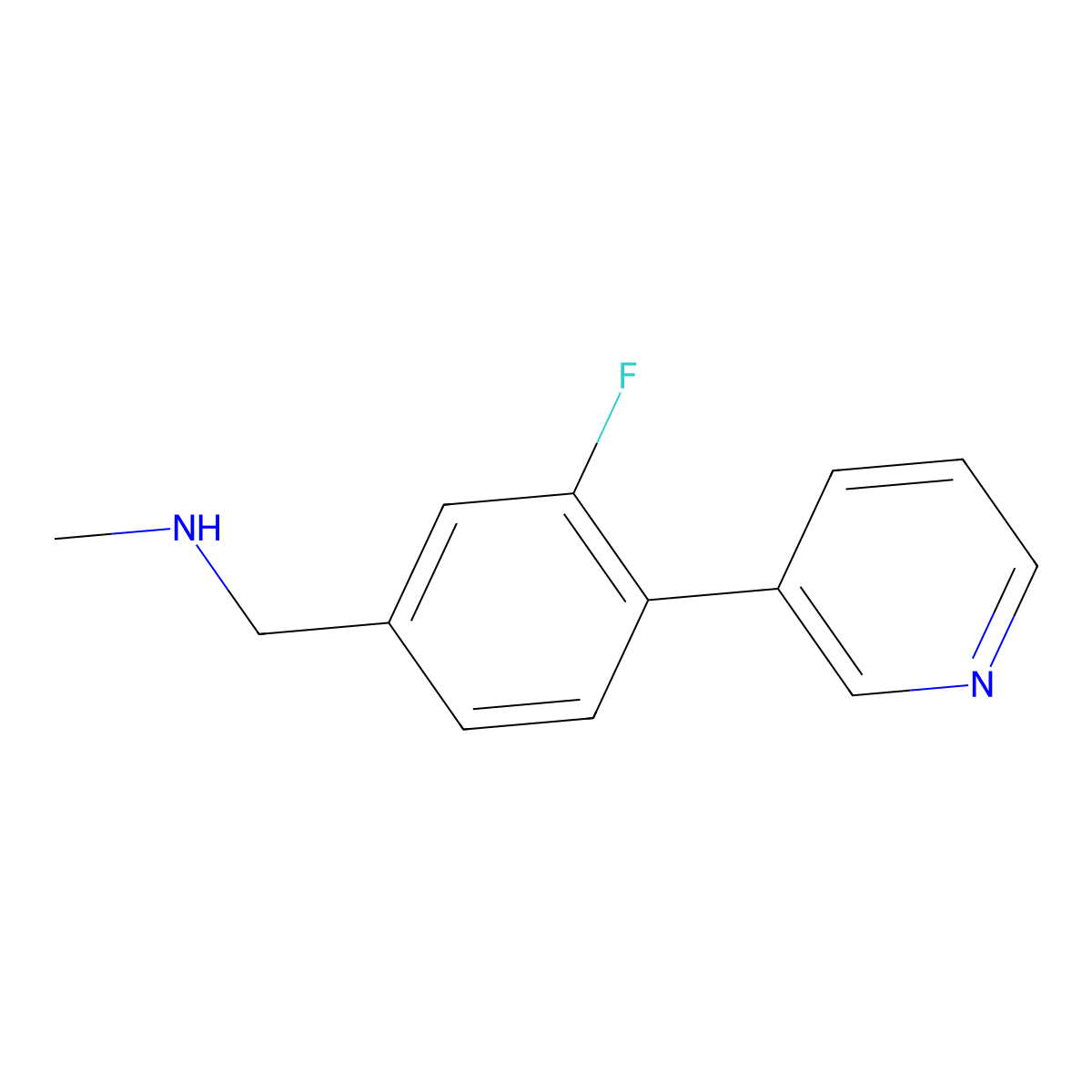 ((3-Fluoro-4-(pyridin-3-yl)phenyl)methyl)(methyl)amine molecular structure, CAS 1524200-85-8