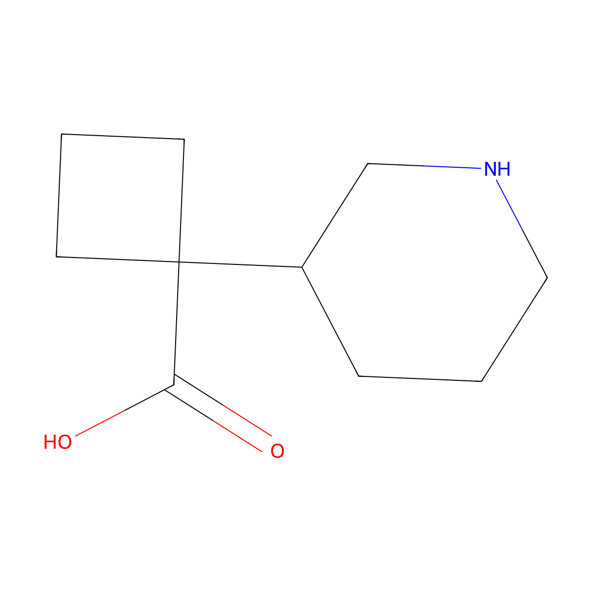 1-(Piperidin-3-yl)cyclobutane-1-carboxylic acid molecular structure, CAS 1524210-11-4
