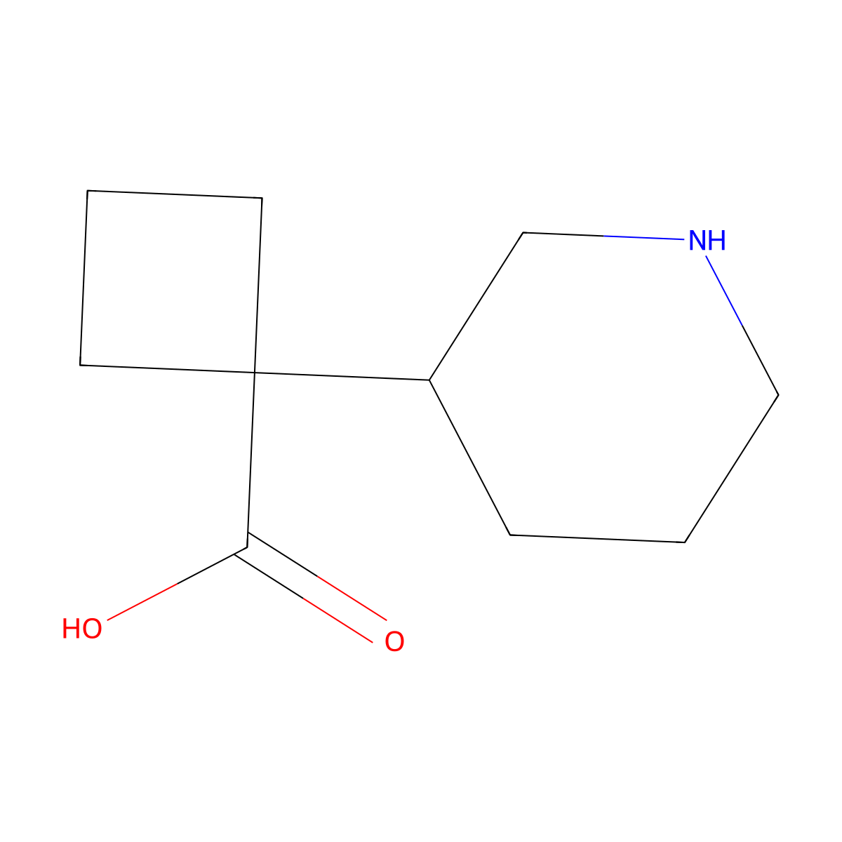 1-(Piperidin-3-yl)cyclobutane-1-carboxylic acid molecular structure, CAS 1524210-11-4