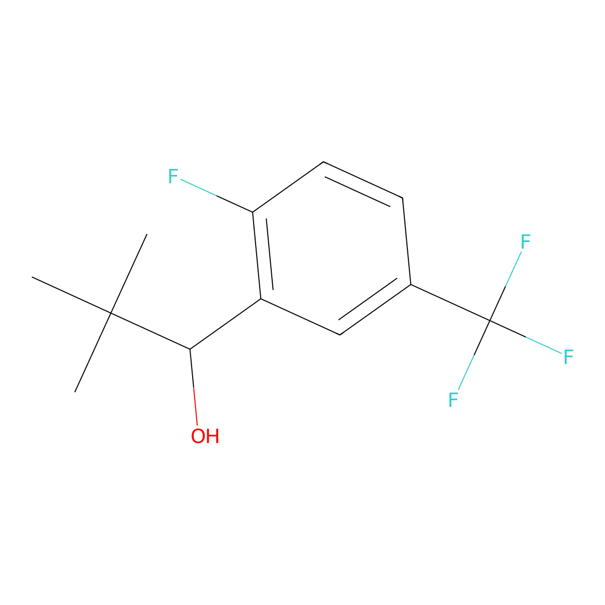1-(2-Fluoro-5-(trifluoromethyl)phenyl)-2,2-dimethylpropan-1-ol molecular structure, CAS 1524210-51-2