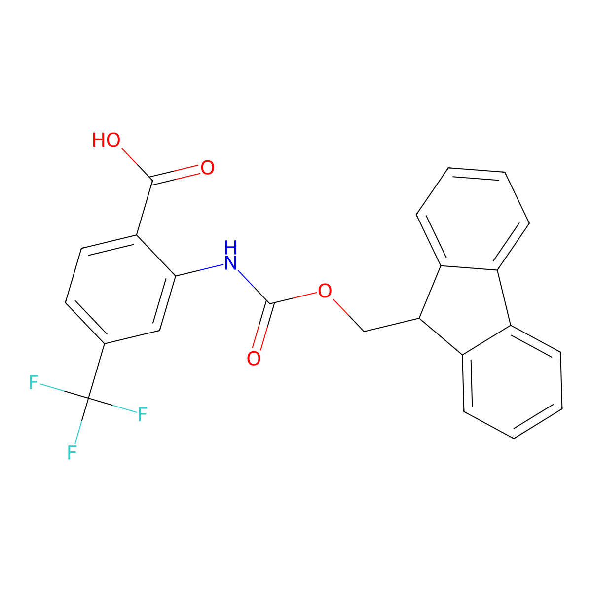 2-((((9h-Fluoren-9-yl)methoxy)carbonyl)amino)-4-(trifluoromethyl)benzoic acid molecular structure, CAS 1524248-93-8