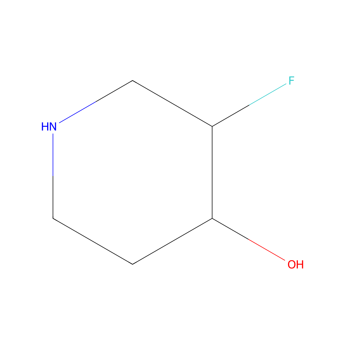 (3R,4S)-3-fluoropiperidin-4-ol molecular structure, CAS 1524707-65-0
