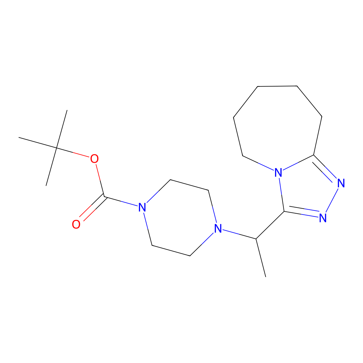 tert-butyl 4-[1-(6,7,8,9-tetrahydro-5H-[1,2,4]triazolo[4,3-a]azepin-3-yl)ethyl]piperazine-1-carboxylate molecular structure, CAS 1524716-92-4