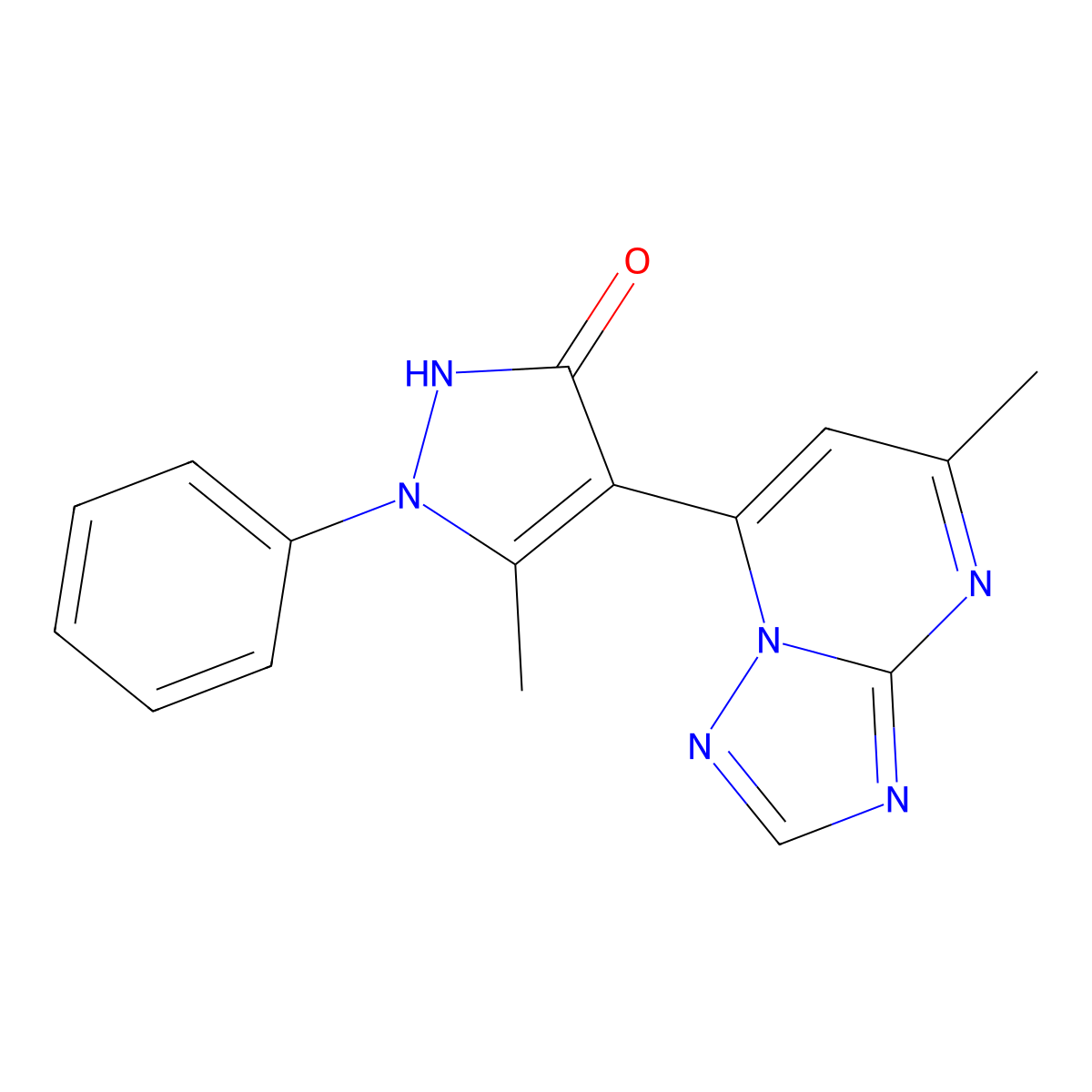 5-methyl-4-(5-methyl[1,2,4]triazolo[1,5-a]pyrimidin-7-yl)-1-phenyl-1H-pyrazol-3-ol molecular structure, CAS 1524717-41-6