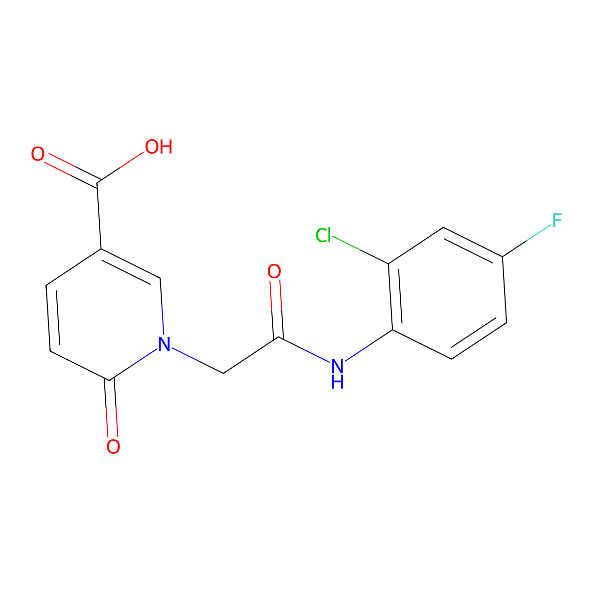 1-{2-[(2-Chloro-4-fluorophenyl)amino]-2-oxoethyl}-6-oxo-1,6-dihydropyridine-3-carboxylic acid molecular structure, CAS 1524717-52-9