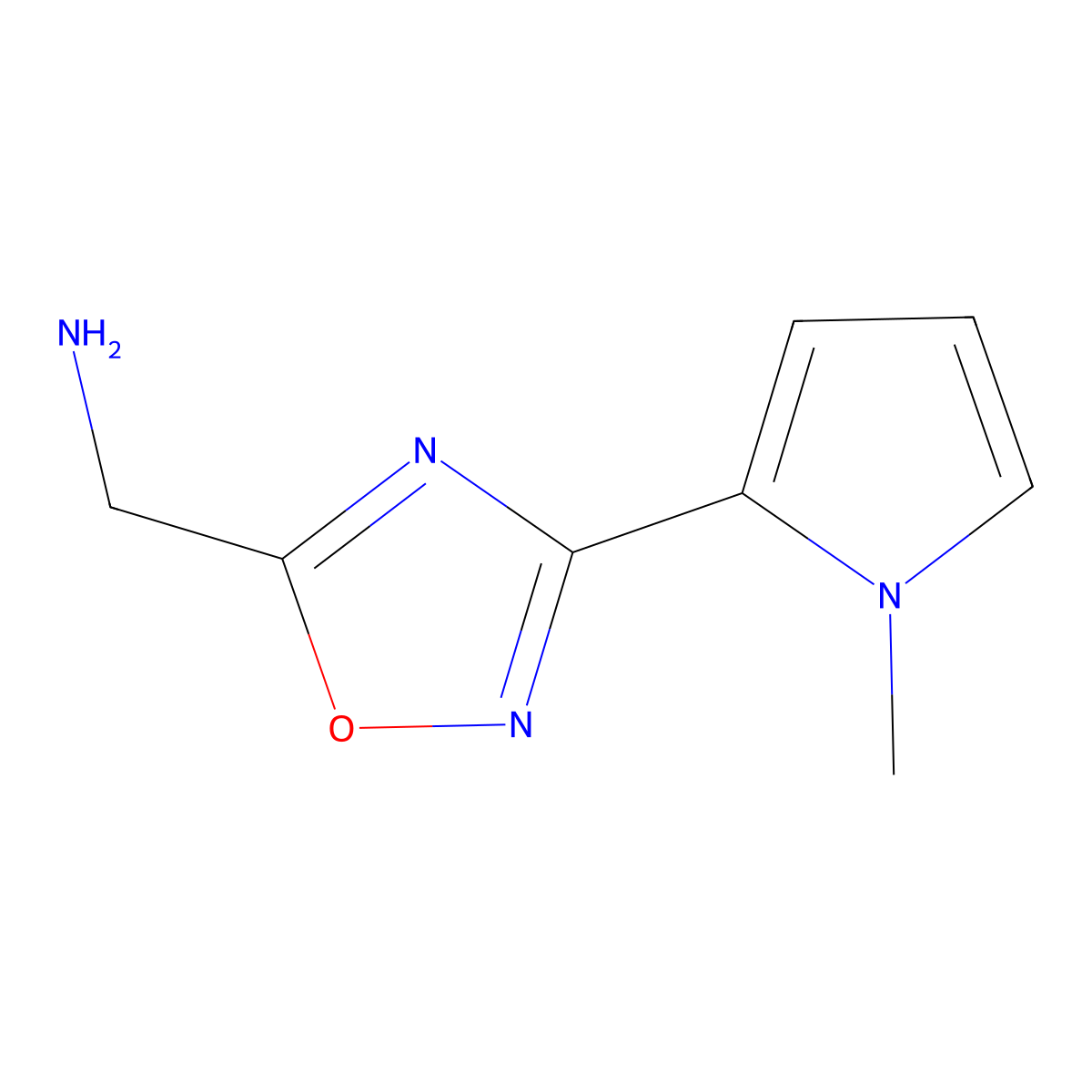 [3-(1-methyl-1H-pyrrol-2-yl)-1,2,4-oxadiazol-5-yl]methanamine molecular structure, CAS 1524722-26-6