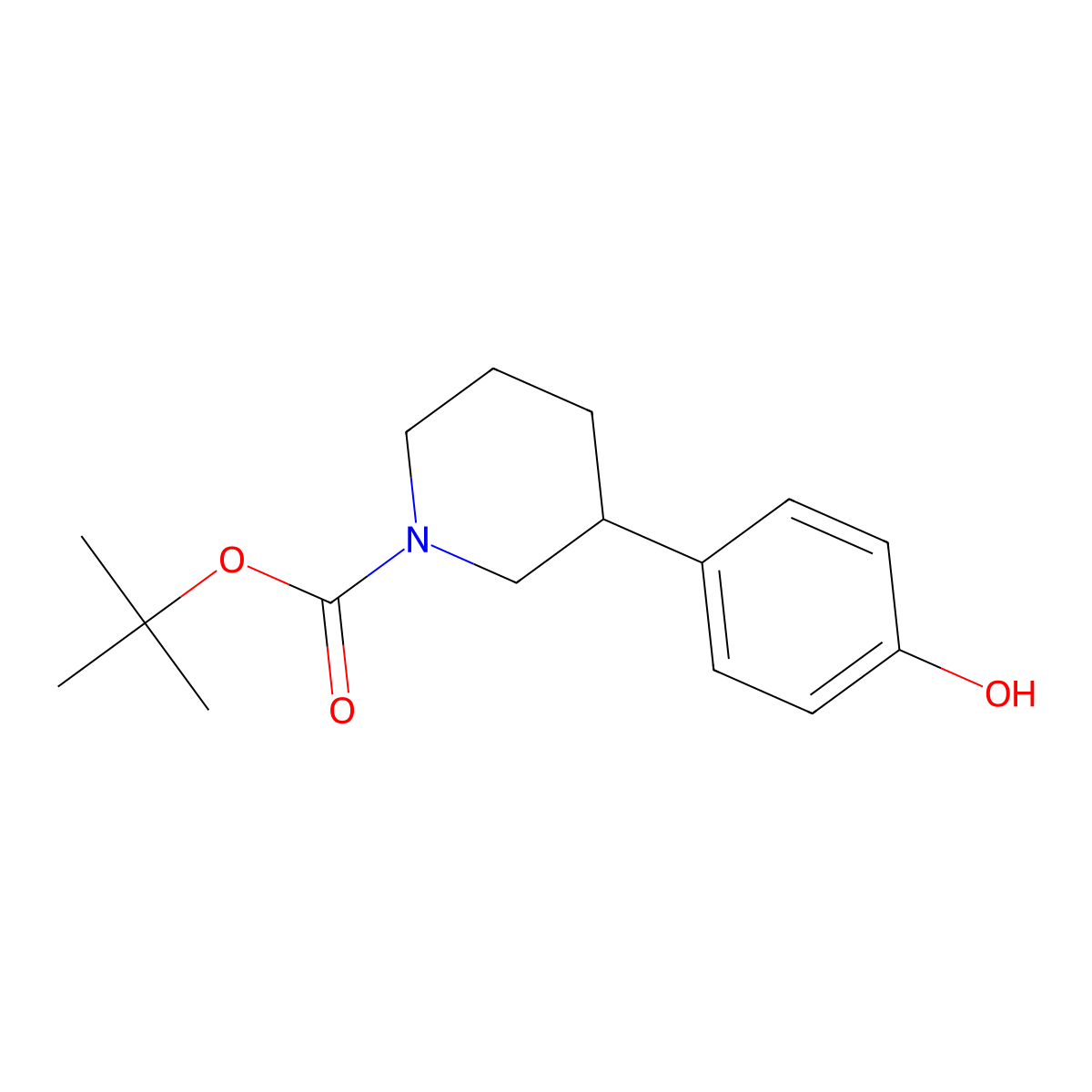 Tert-butyl 3-(4-hydroxyphenyl)piperidine-1-carboxylate molecular structure, CAS 1524736-92-2
