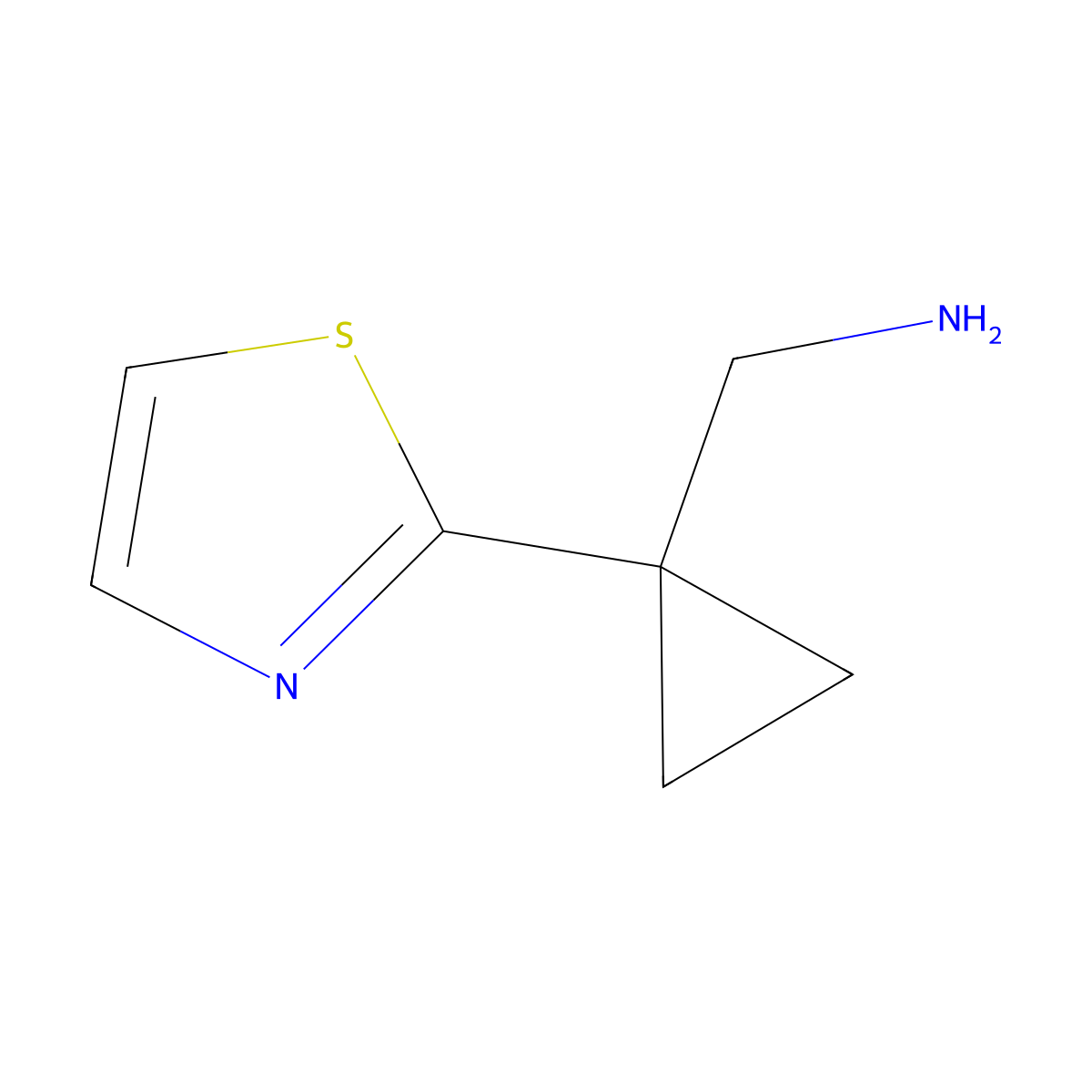 1-[1-(1,3-Thiazol-2-yl)cyclopropyl]methanamine molecular structure, CAS 1524739-82-9