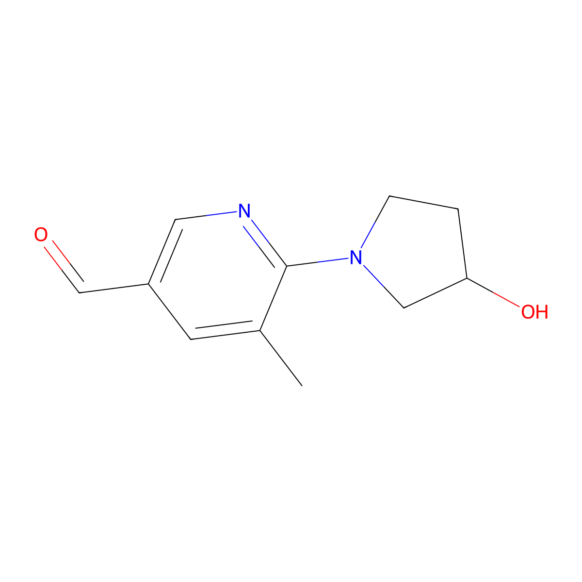 6-(3-Hydroxypyrrolidin-1-YL)-5-methylpyridine-3-carbaldehyde molecular structure, CAS 1524740-46-2