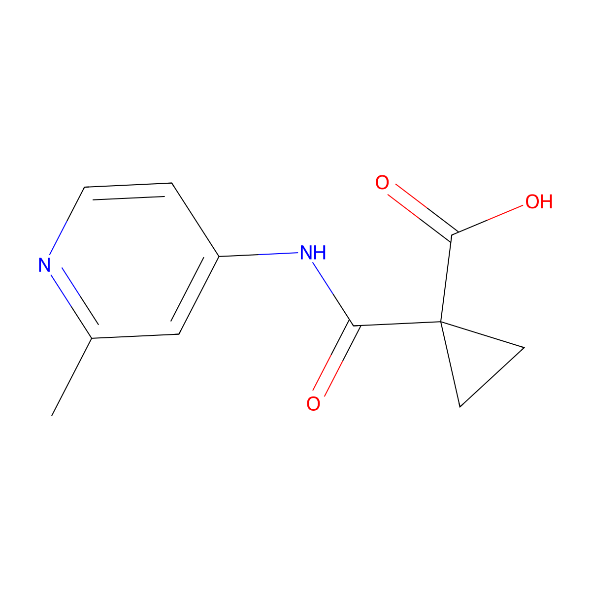 1-[(2-Methylpyridin-4-yl)carbamoyl]cyclopropane-1-carboxylic acid molecular structure, CAS 1524764-23-5