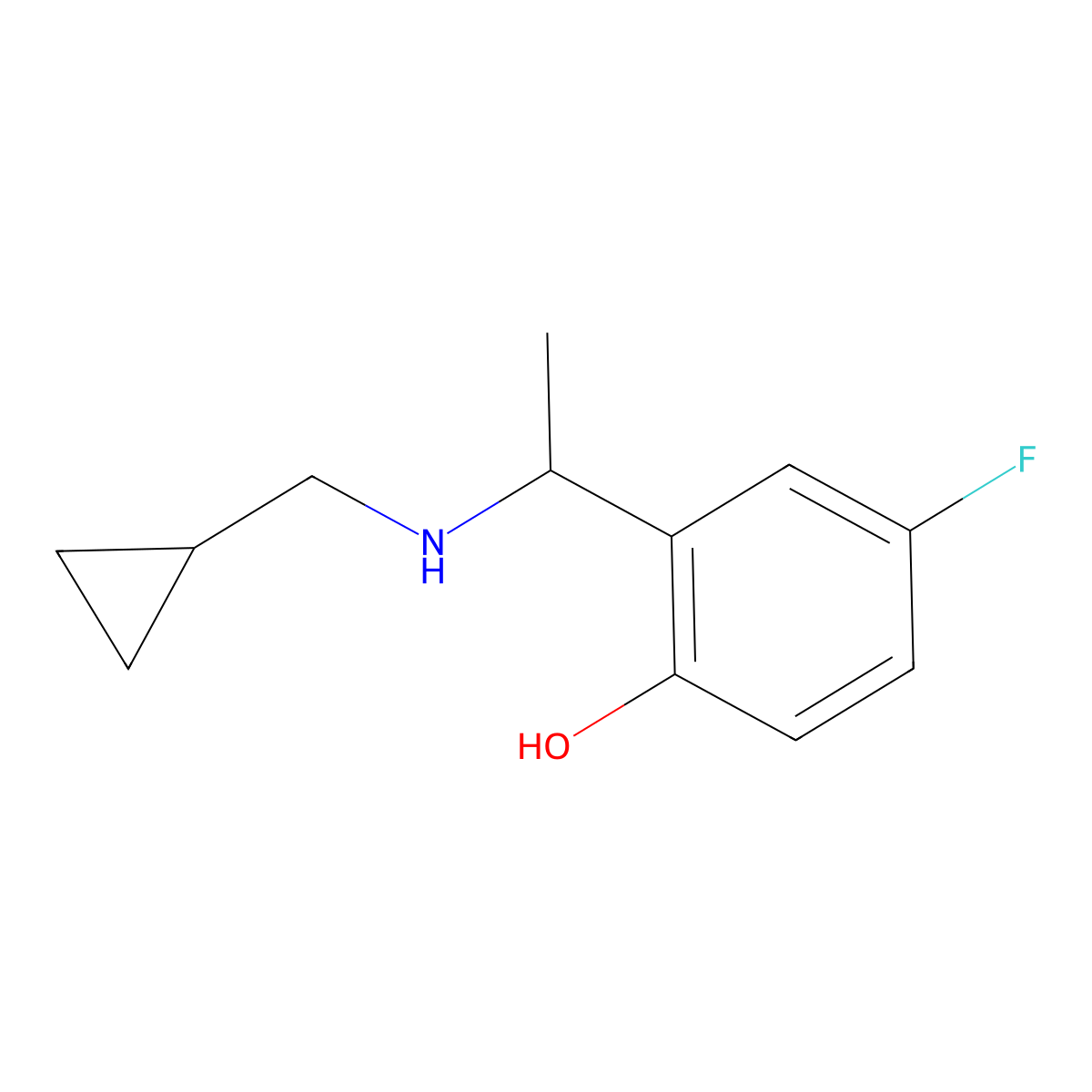 2-{1-[(Cyclopropylmethyl)amino]ethyl}-4-fluorophenol molecular structure, CAS 1524770-26-0