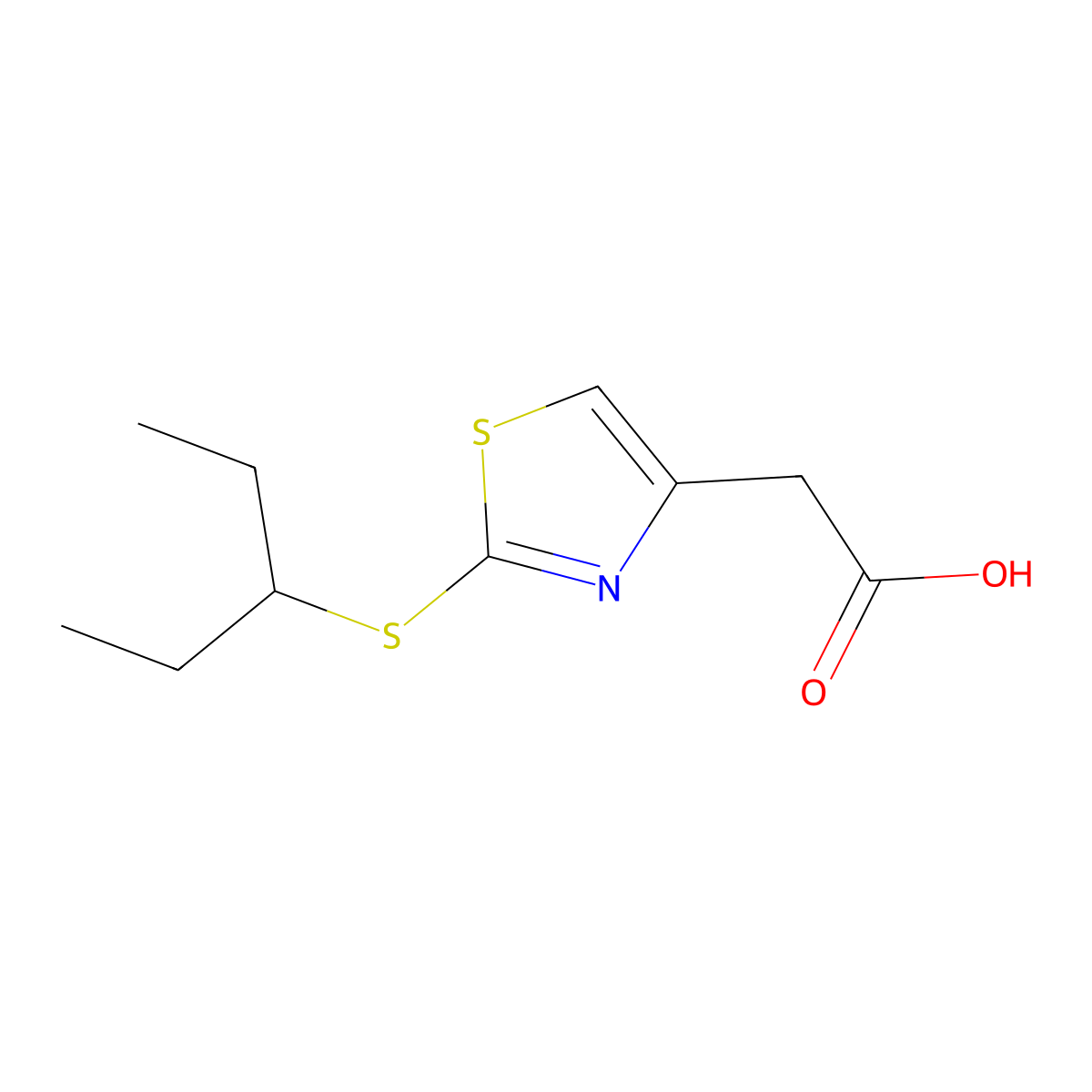 2-(2-(Pentan-3-ylthio)thiazol-4-yl)acetic acid molecular structure, CAS 1524770-32-8