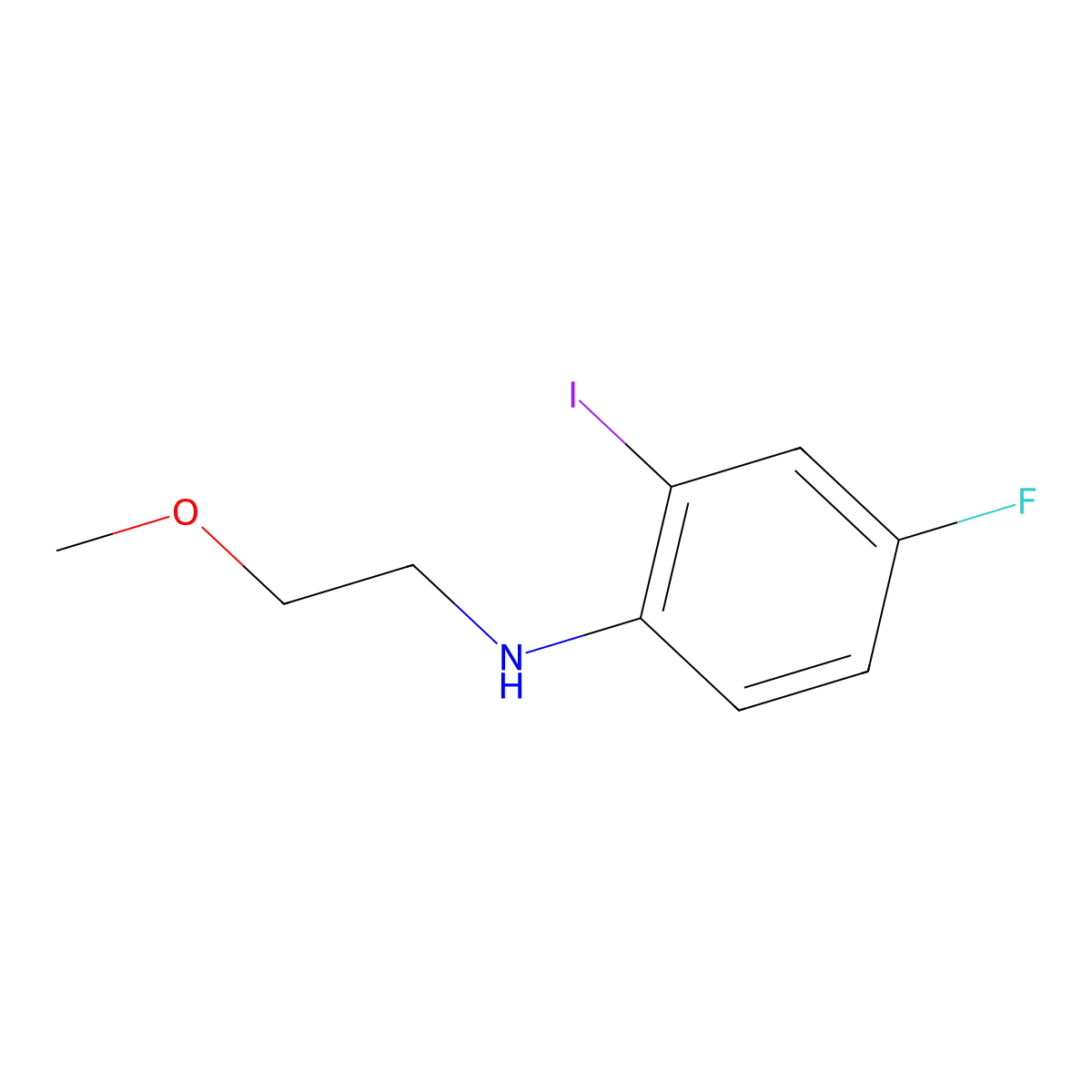 4-fluoro-2-iodo-N-(2-methoxyethyl)aniline molecular structure, CAS 1524800-13-2