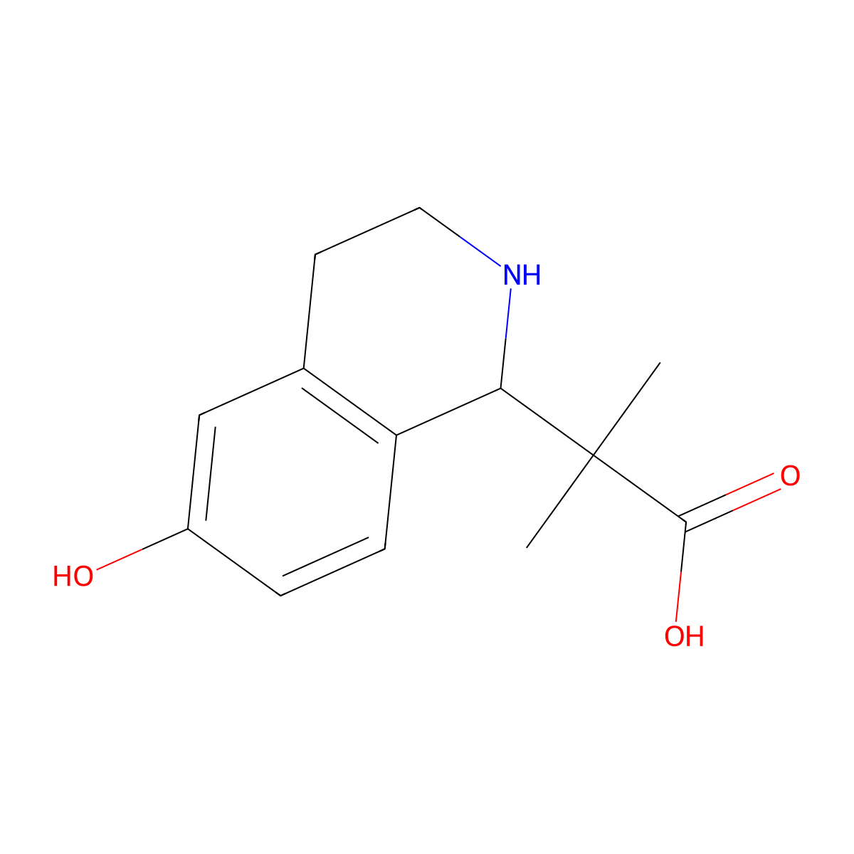 2-(6-Hydroxy-1,2,3,4-tetrahydroisoquinolin-1-yl)-2-methylpropanoic acid molecular structure, CAS 1524824-94-9