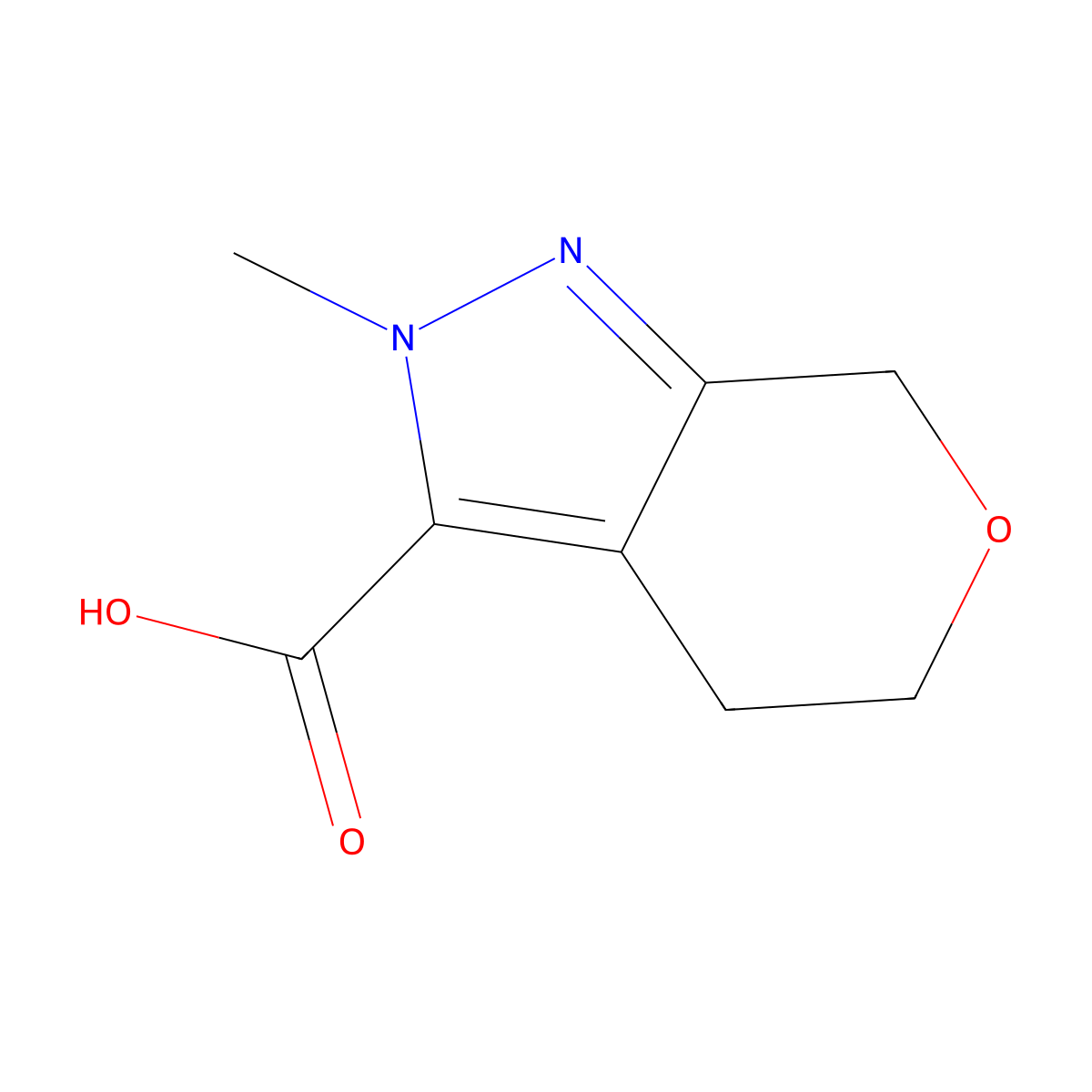 2-Methyl-2H,4H,5H,7H-pyrano[3,4-c]pyrazole-3-carboxylic acid molecular structure, CAS 1524826-39-8