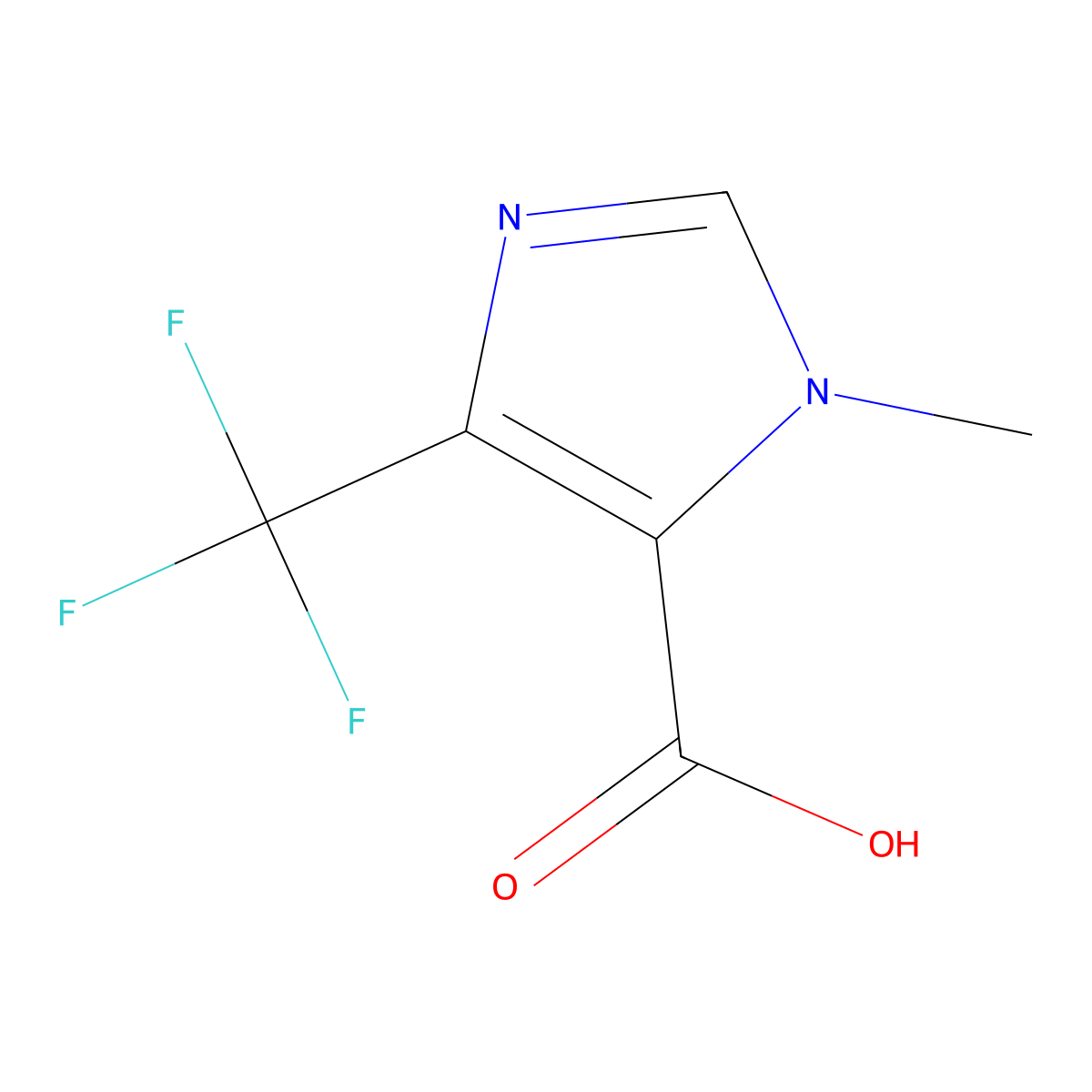 1-methyl-4-(trifluoromethyl)-1H-imidazole-5-carboxylic acid molecular structure, CAS 1524826-45-6
