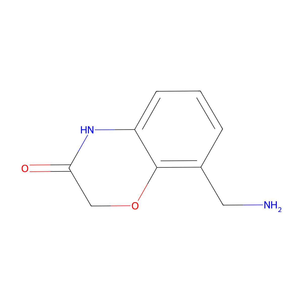 8-(aminomethyl)-3,4-dihydro-2H-1,4-benzoxazin-3-one molecular structure, CAS 1524846-12-5