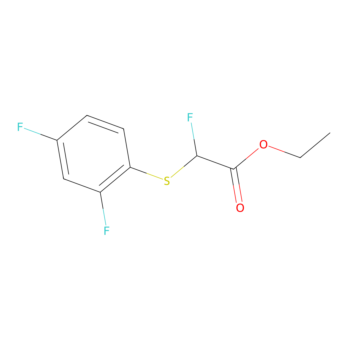 Ethyl 2-[(2,4-difluorophenyl)sulfanyl]-2-fluoroacetate molecular structure, CAS 1524889-36-8